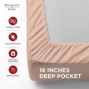 img 2 attached to 🛏️ Briarwood Home 100% Cotton Bed Sheet Set - Super Soft & Crisp Luxury Linen in Blush Pink - 4 Piece Set - Ultra Smooth & Breathable - Easy Fit for King Size Bed