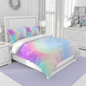 img 2 attached to Queen Size Starry Galaxy Rainbow Duvet Cover Bedding Set - 3 Piece Quilt Comforter Cover with Pillowcases (Comforter Not Included)