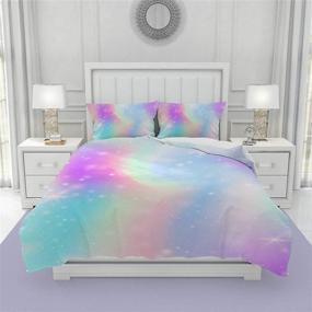 img 3 attached to Queen Size Starry Galaxy Rainbow Duvet Cover Bedding Set - 3 Piece Quilt Comforter Cover with Pillowcases (Comforter Not Included)