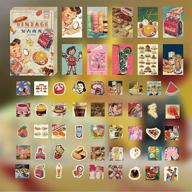 🍔 doraking retro stickers: 55pcs middle size vintage food theme scrapbook washi stickers and background paper set - perfect for scrapbooking diary decoration logo