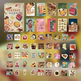 img 4 attached to 🍔 Doraking Retro Stickers: 55PCS Middle Size Vintage Food Theme Scrapbook Washi Stickers and Background Paper Set - Perfect for Scrapbooking Diary Decoration