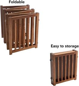 img 1 attached to 🐾 LZRS Oak Wood Foldable Pet Gate for House Doorway Stairs, Wooden Dog & Cat Gate with Pet Free Collar, Freestanding Indoor/Outdoor Gate Safety Fence
