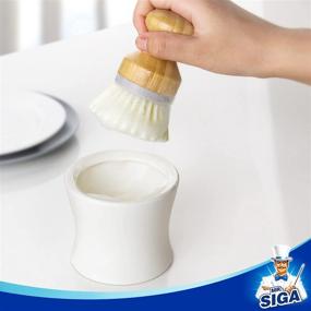 img 1 attached to 🧼 Convenient and Eco-Friendly MR.SIGA Dish Soap Dispenser & Holder with Bamboo Dish Brush Set - Includes 4 Replaceable Sponges