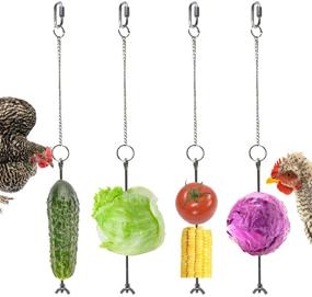 img 4 attached to 🐔 Vehomy Hanging Feeder Toy for Hens—Large Birds' Chicken Veggies Skewer Fruit Holder Pet Chicken Vegetable, 4PCS