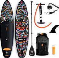 🏄 hurley phantomtour 10' 6" stand up paddle board bundle with backpack, air pump, adjustable paddle, coiled leash, fin, repair kit | color wave logo