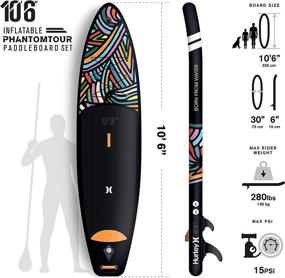 img 3 attached to 🏄 Hurley PhantomTour 10' 6" Stand Up Paddle Board Bundle with Backpack, Air Pump, Adjustable Paddle, Coiled Leash, Fin, Repair Kit | Color Wave