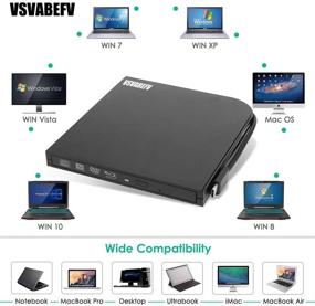 img 1 attached to 📀 Portable Slim External Blu Ray DVD Drive Burner Player - VSVABEFV USB3.0 Type-C Dual Interfaces with High Speed Data, Slot-Loading CD/DVD-RAM/BD-ROM Superdrive +/- RW Reader for Laptop PC