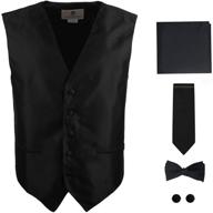 👔 y&g yga1c01 men's pretty plaid vest set: tie, cufflinks, hanky & bowtie logo