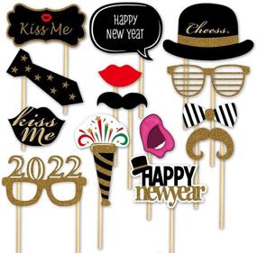 img 3 attached to 📸 Capture Memorable Moments: SWYOUN 14PCS Glitter 2022 Happy New Year's Eve Party Photo Booth Props with Photo Frame
