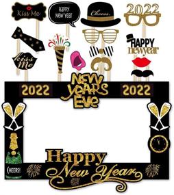 img 4 attached to 📸 Capture Memorable Moments: SWYOUN 14PCS Glitter 2022 Happy New Year's Eve Party Photo Booth Props with Photo Frame
