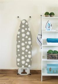 img 1 attached to 🌼 Encasa Homes Daisy Grey Printed Ironing Board Cover - Scorch & Stain Resistant, Drawstring Tightening, Thick Felt Pad - Fits Standard Large Boards (15 x 54 inch)