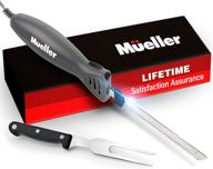 🔪 mueller ultra-carver electric knife - versatile meat, poultry, and bread carving tool. craft with foam too! stainless steel blades, powerful motor, comfortable handle, one-touch on/off. fork included, grey logo