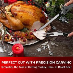 img 1 attached to 🔪 Mueller Ultra-Carver Electric Knife - Versatile Meat, Poultry, and Bread Carving Tool. Craft with Foam too! Stainless Steel Blades, Powerful Motor, Comfortable Handle, One-Touch On/Off. Fork Included, Grey