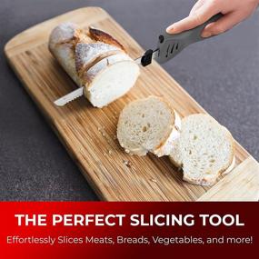 img 3 attached to 🔪 Mueller Ultra-Carver Electric Knife - Versatile Meat, Poultry, and Bread Carving Tool. Craft with Foam too! Stainless Steel Blades, Powerful Motor, Comfortable Handle, One-Touch On/Off. Fork Included, Grey