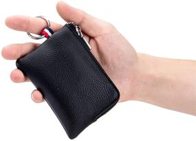 img 3 attached to 💼 Leather Wallet Keyrings with Change Compartment