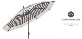 img 3 attached to Treasure Garden 9-Foot (Model 810) Deluxe Auto-Tilt Market Umbrella: Sunbrella Astoria Lagoon Stripe Design with Bronze Frame – 3 Year Extended Frame Warranty Included