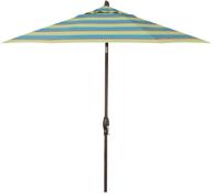 treasure garden 9-foot (model 810) deluxe auto-tilt market umbrella: sunbrella astoria lagoon stripe design with bronze frame – 3 year extended frame warranty included logo