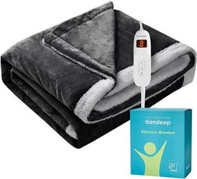 img 4 attached to 🔥 Hansleep Heated Throw Blanket | Electric Blanket 50x60 with 10 Heating Levels | 4-Hour Auto Off | Fast Heating Soft Flannel Fleece | ETL Certified Machine Washable | Dark Grey