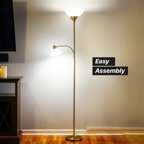 img 1 attached to Brightech Sky Dome Plus - Super Bright LED Torchiere &amp; Reading Floor Lamp - Dimmable Modern Standing Pole Lamp for Office, Living Room – Tall Mother-Daughter Lights for Bedroom Lighting – Gold Brass with Enhanced SEO