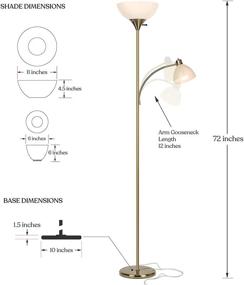 img 3 attached to Brightech Sky Dome Plus - Super Bright LED Torchiere &amp; Reading Floor Lamp - Dimmable Modern Standing Pole Lamp for Office, Living Room – Tall Mother-Daughter Lights for Bedroom Lighting – Gold Brass with Enhanced SEO