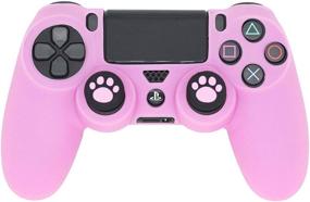 img 4 attached to 🎮 PS4 Controller Skin, BRHE Anti-Slip Grip Silicone Cover Protector Case for PS4 Slim/PS4 Pro Wireless/Wired Gamepad Controller - Pink with 2 Cat Paw Thumb Grip Caps