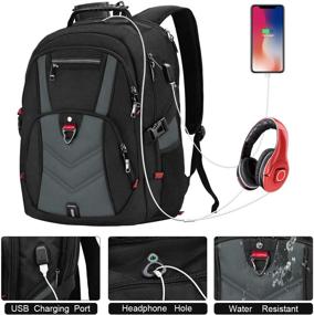 img 3 attached to Laptop Backpack 17 Inch Business Travel Backpacks For Men Women Extra Large Waterproof TSA Anti Theft College Bookbags With USB Charging Port 17 Backpacks