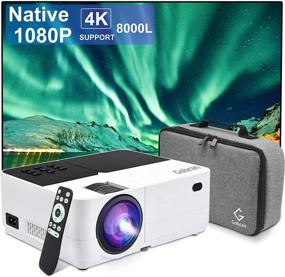 img 4 attached to Portable 1080P Native Projector, 8000 Lumens Full HD Mini LED Movie Projector with Carrying Bag, Outdoor Video Projector Supporting 4K and 140-inch Display, Compatible with TV Stick, HDMI, VGA, TF, AV USB