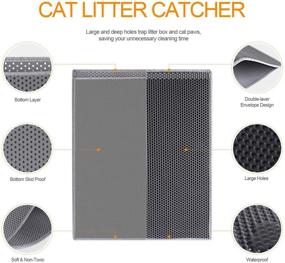 img 2 attached to 🐾 Waretary Cat Litter Mat: Honeycomb Double Layer Waterproof, Super Size & Washable - Ultimate Cat Litter Trap with Scatter Control