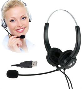 img 4 attached to TelPal Corded Binaural USB Headset: Noise Cancelling Headphones 🎧 with Hands-Free Mic - Perfect for Call Centers, Computer Use Only