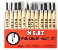 🔪 niji yasutomo wood and linoleum cutting set - set of 12 with 4-1/2 in wood handles logo