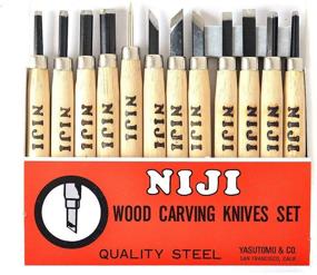 img 2 attached to 🔪 Niji Yasutomo Wood and Linoleum Cutting Set - Set of 12 with 4-1/2 in Wood Handles