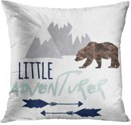 👶 baby little woodland adventurer throw pillow cover in navy grey and aqua - decorative pillow case for boys, home decor - square 16x16 inches pillowcase logo