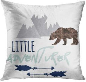 img 4 attached to 👶 Baby Little Woodland Adventurer Throw Pillow Cover in Navy Grey and Aqua - Decorative Pillow Case for Boys, Home Decor - Square 16x16 Inches Pillowcase