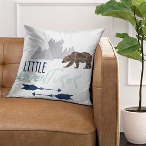 img 3 attached to 👶 Baby Little Woodland Adventurer Throw Pillow Cover in Navy Grey and Aqua - Decorative Pillow Case for Boys, Home Decor - Square 16x16 Inches Pillowcase