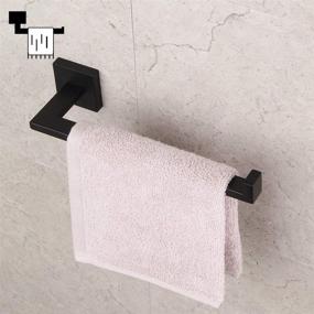 img 1 attached to Modern Black Towel Holder - GERZWY SUS304 Stainless Steel Towel Hanger with Wall Mount - Ideal for Bathroom Lavatory, Contemporary Style - IG1806-BK