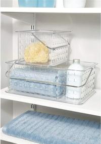 img 2 attached to 🧺 Organize Your Space with the iDesign Spa BPA-Free Plastic Stacking Organizer Handle - Divided Basket, 8.69" x 13.94" x 5.13