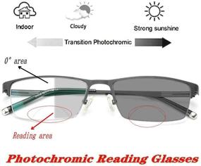 img 3 attached to 👓 2020 Fashion Transition Men's Bifocal Reading Glasses with Business Sun Photochromic Lens - Metal Frame for Presbyopia (Black, 0.00/+2.50 Magnification)