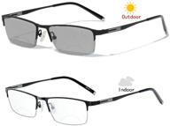 👓 2020 fashion transition men's bifocal reading glasses with business sun photochromic lens - metal frame for presbyopia (black, 0.00/+2.50 magnification) logo