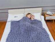 🧶 kaleki chunky knit blanket throw - cozy chenille cable handmade throw blanket for bed, chair, sofa - warm softness - medium grey (40"x60") - perfect gift logo