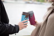 ☕ neolid twizz travel mug: twist leak-proof design, 12oz double walled insulated mug - no bpa логотип