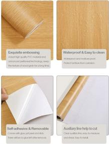 img 1 attached to Light Wood Grain Peel and Stick Contact Paper for Cabinets | 17.7×118 Inches PET | Easy to Install & Clean | Removable Wallpaper | Self Adhesive Wood Wallpaper