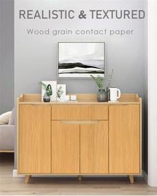 img 3 attached to Light Wood Grain Peel and Stick Contact Paper for Cabinets | 17.7×118 Inches PET | Easy to Install & Clean | Removable Wallpaper | Self Adhesive Wood Wallpaper