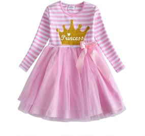 img 4 attached to 🌸 DXTON Little Girls Toddler Winter Long Sleeve Flower Party Tutu Dresses: Stylish & Warm Collection for 2-8T