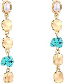 img 3 attached to CUSTZ Earrings Turquoise Statement Js000059