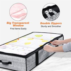 img 2 attached to 🛏️ 90L Large Underbed Storage Bag with Clear Window, Dual Zipper, 4 Reinforced Handles - 2-Pack for Comforters, Clothes, Quilts - Foldable Under the Bed Storage Bins