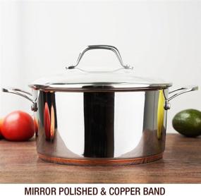 img 2 attached to Набор кастрюль HOMI CHEF Copper Band Stainless Steel - Зеркально отполированные, без никеля, 🍳 Стеклянная крышка (без токсичного антипригарного покрытия, 4,5 кварт, 9,5 дюйма) - Набор кастрюль и сковородок