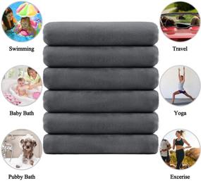img 1 attached to 🛀 Highly Absorbent Microfiber Bath Towels Set - Soft and Multipurpose for Bathroom, Pool, Fitness, Spa, Yoga, Sports - 6 Pack - Grey - 27"x55
