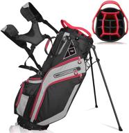 🏌️ golf stand bag with 14-way top dividers, ergonomic design, 8 pockets, dual strap & rain hood included logo