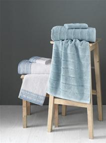 img 3 attached to 🛁 Premium 6-Piece Classic Turkish Towel Set - Luxury Bathroom Decorative Towels | Soft, Absorbent 100% Cotton | Bath, Hand & Washcloth Bundle - Blue