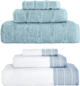 img 4 attached to 🛁 Premium 6-Piece Classic Turkish Towel Set - Luxury Bathroom Decorative Towels | Soft, Absorbent 100% Cotton | Bath, Hand & Washcloth Bundle - Blue